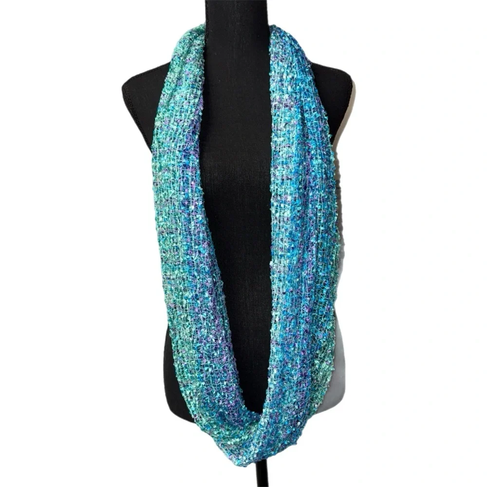 Multicolor Textured Infinity Scarf - Soft Viscose Blend -‎ Confetti Yarn Scarf